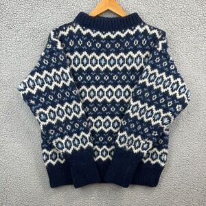 Stobi Made In Denmark Pure‎ Scandinavian Wool Pullover Sweater XL Nautical Print